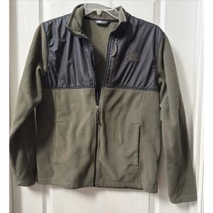 The North Face Full Zip Fleece Jacket Black & OD Green Men's Medium FA18